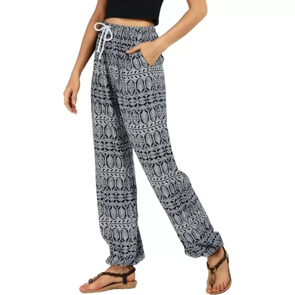 Urban CoCo Womens Floral Print Summer Boho Pants Harem Beach Vacation Pants2