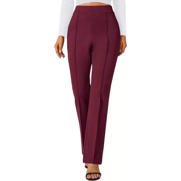 Urban CoCo Stretchy Work Pants Bootcut Yoga Pants Petite Slacks for Office CasualWine Red