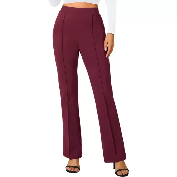 Urban CoCo Stretchy Work Pants Bootcut Yoga Pants Petite Slacks for Office CasualWine Red