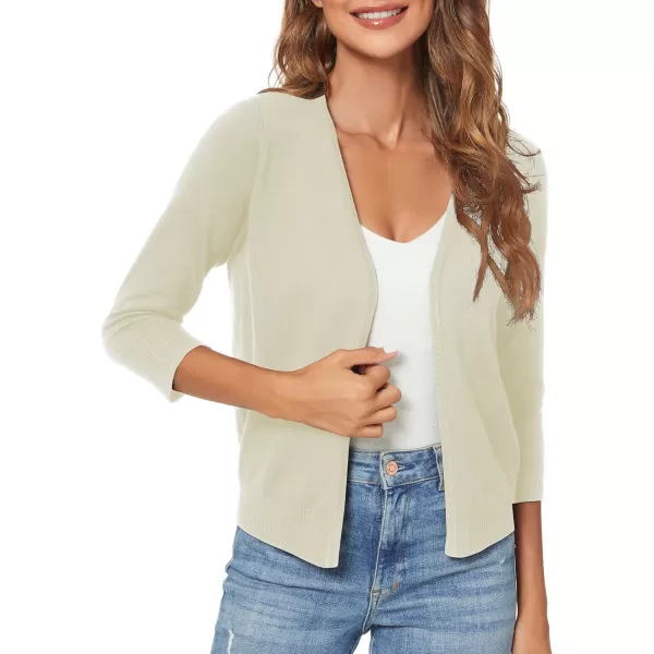 Urban CoCo Womens 34 Sleeve Shrugs Open Front Cropped Sweater CardiganApricot