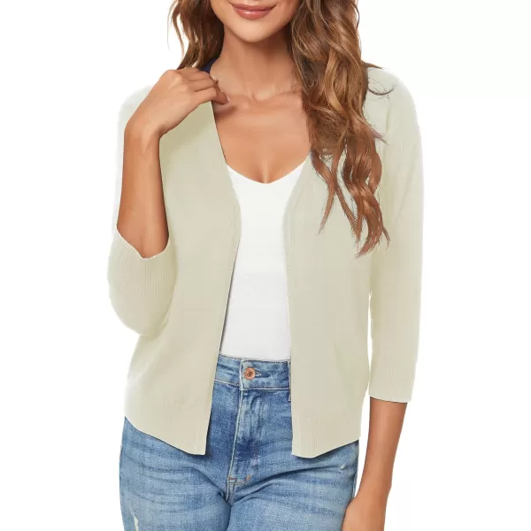 Urban CoCo Womens 34 Sleeve Shrugs Open Front Cropped Sweater CardiganApricot
