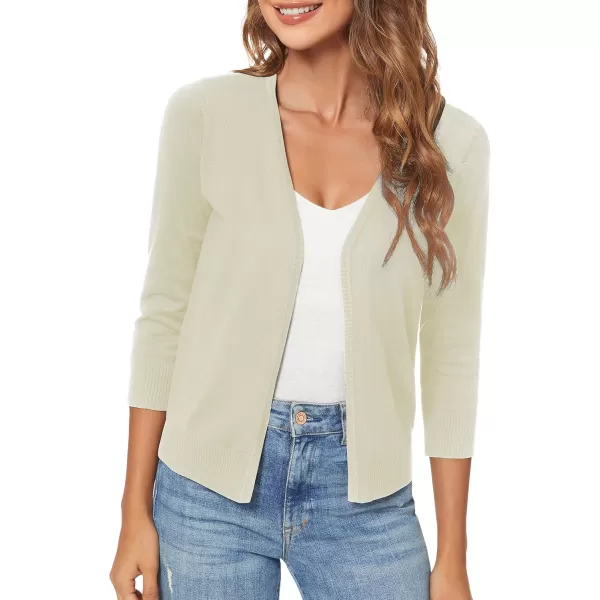 Urban CoCo Womens 34 Sleeve Shrugs Open Front Cropped Sweater CardiganApricot