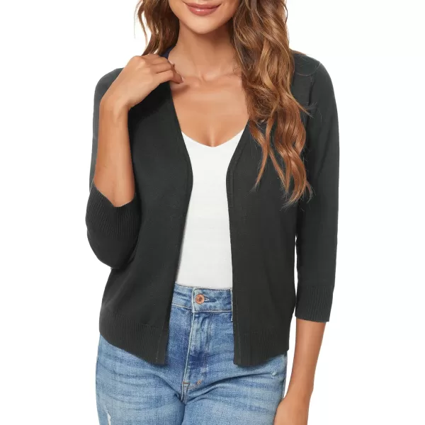 Urban CoCo Womens 34 Sleeve Shrugs Open Front Cropped Sweater CardiganBlack