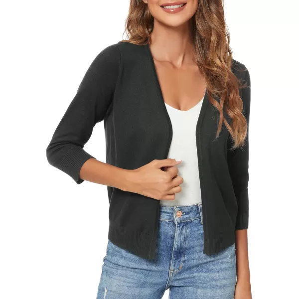 Urban CoCo Womens 34 Sleeve Shrugs Open Front Cropped Sweater CardiganBlack