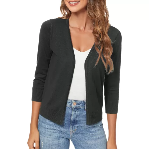 Urban CoCo Womens 34 Sleeve Shrugs Open Front Cropped Sweater CardiganBlack
