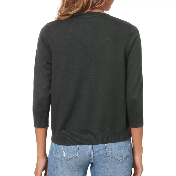 Urban CoCo Womens 34 Sleeve Shrugs Open Front Cropped Sweater CardiganBlack