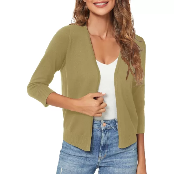 Urban CoCo Womens 34 Sleeve Shrugs Open Front Cropped Sweater CardiganCamel