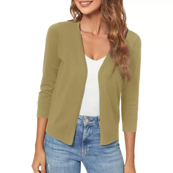 Urban CoCo Womens 34 Sleeve Shrugs Open Front Cropped Sweater CardiganCamel
