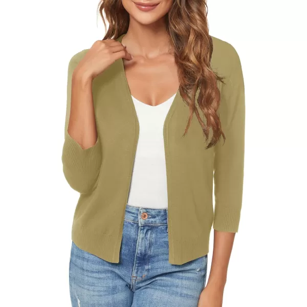 Urban CoCo Womens 34 Sleeve Shrugs Open Front Cropped Sweater CardiganCamel