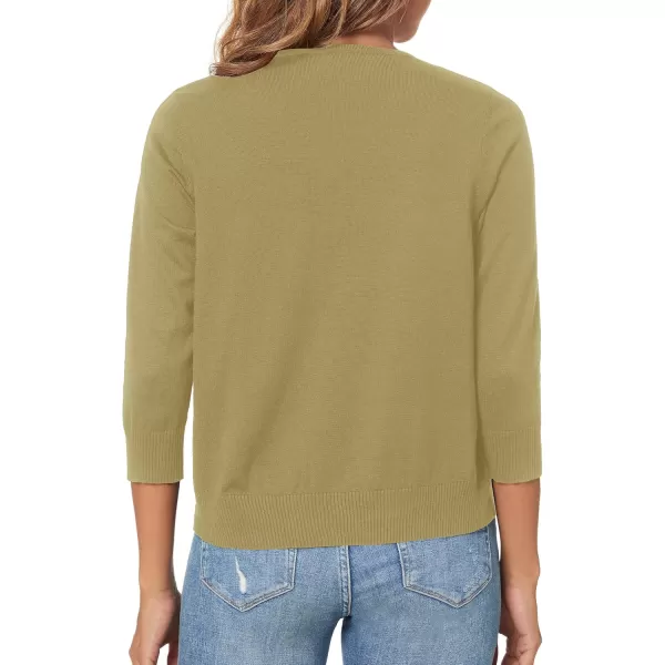 Urban CoCo Womens 34 Sleeve Shrugs Open Front Cropped Sweater CardiganCamel