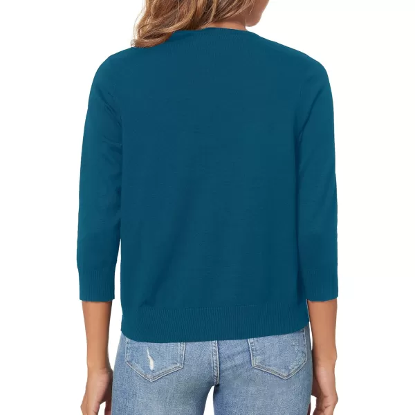 Urban CoCo Womens 34 Sleeve Shrugs Open Front Cropped Sweater CardiganIndigo Blue
