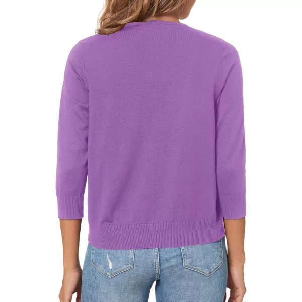 Urban CoCo Womens 34 Sleeve Shrugs Open Front Cropped Sweater CardiganLight Purple