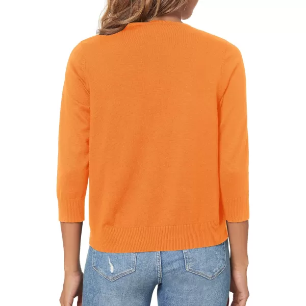Urban CoCo Womens 34 Sleeve Shrugs Open Front Cropped Sweater CardiganOrange