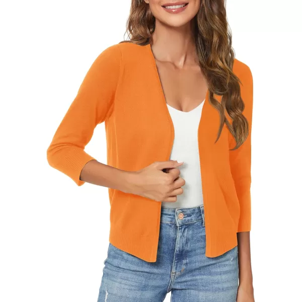 Urban CoCo Womens 34 Sleeve Shrugs Open Front Cropped Sweater CardiganOrange
