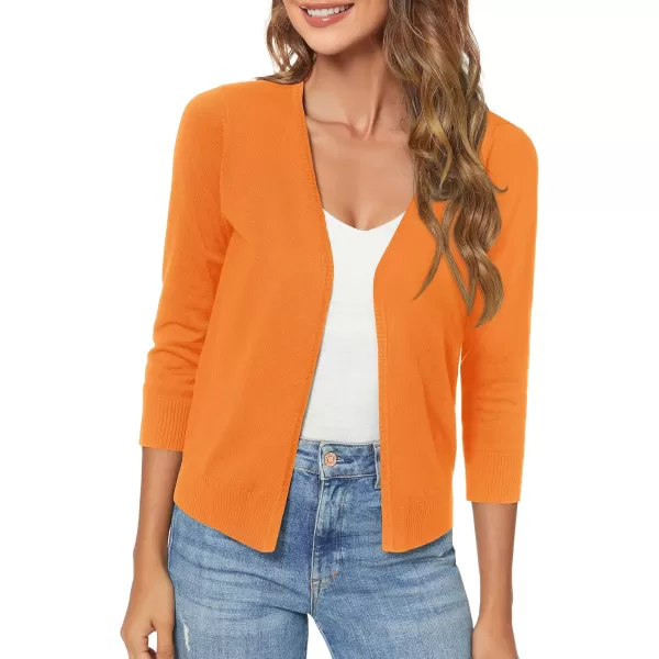 Urban CoCo Womens 34 Sleeve Shrugs Open Front Cropped Sweater CardiganOrange