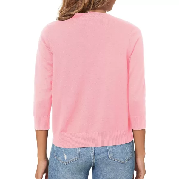Urban CoCo Womens 34 Sleeve Shrugs Open Front Cropped Sweater CardiganPink