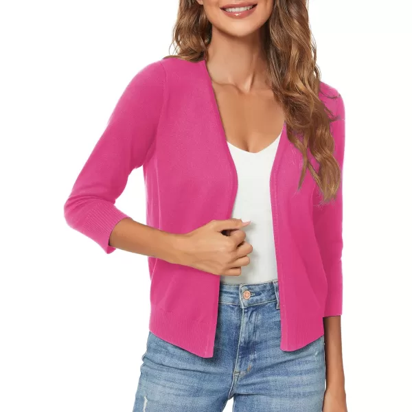 Urban CoCo Womens 34 Sleeve Shrugs Open Front Cropped Sweater CardiganRose
