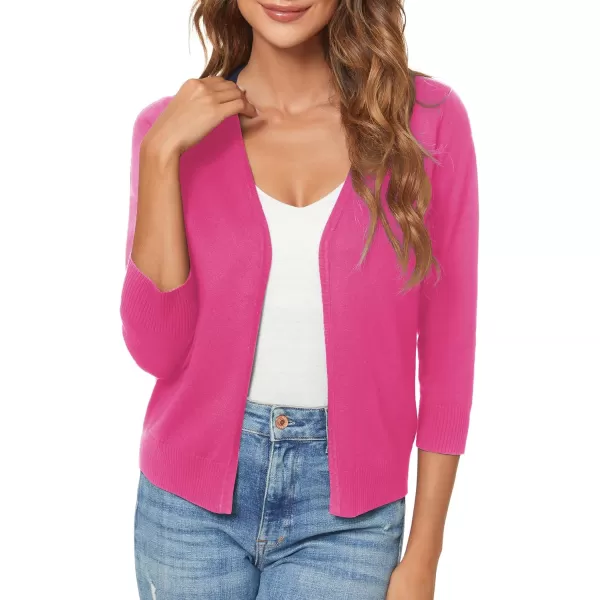 Urban CoCo Womens 34 Sleeve Shrugs Open Front Cropped Sweater CardiganRose