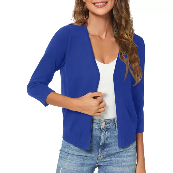 Urban CoCo Womens 34 Sleeve Shrugs Open Front Cropped Sweater CardiganRoyal Blue