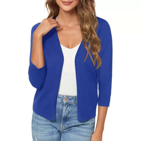 Urban CoCo Womens 34 Sleeve Shrugs Open Front Cropped Sweater CardiganRoyal Blue