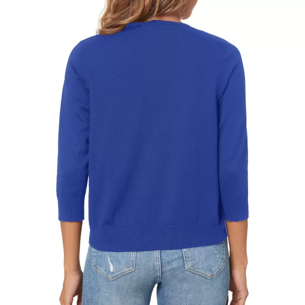Urban CoCo Womens 34 Sleeve Shrugs Open Front Cropped Sweater CardiganRoyal Blue