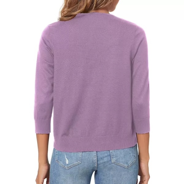 Urban CoCo Womens 34 Sleeve Shrugs Open Front Cropped Sweater CardiganViolet