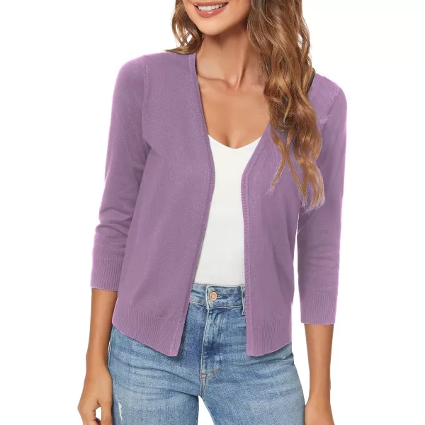 Urban CoCo Womens 34 Sleeve Shrugs Open Front Cropped Sweater CardiganViolet