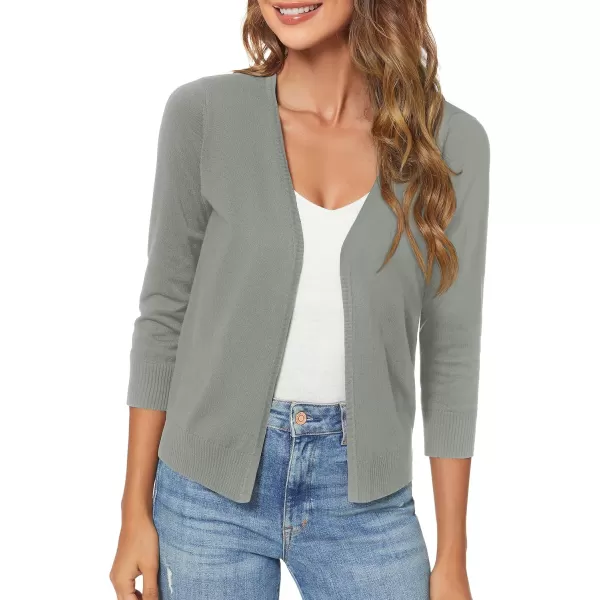 Urban CoCo Womens 34 Sleeve Shrugs Open Front Cropped Sweater CardiganWashed Olive