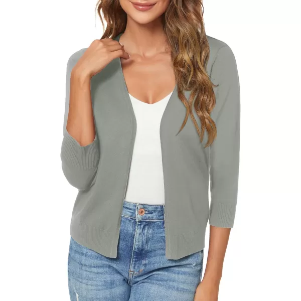Urban CoCo Womens 34 Sleeve Shrugs Open Front Cropped Sweater CardiganWashed Olive