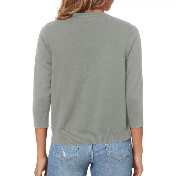 Urban CoCo Womens 34 Sleeve Shrugs Open Front Cropped Sweater CardiganWashed Olive