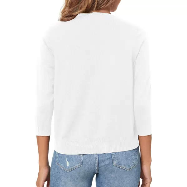 Urban CoCo Womens 34 Sleeve Shrugs Open Front Cropped Sweater CardiganWhite