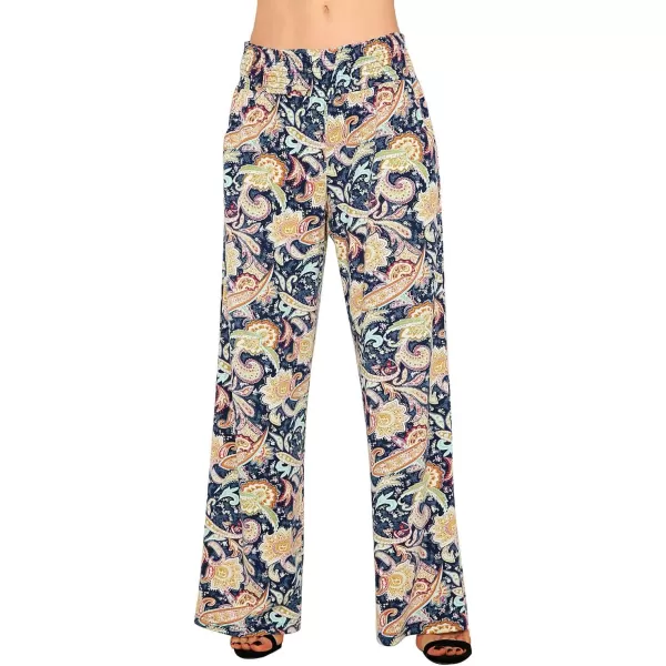 Urban CoCo Womens Boho Palazzo Pants Wide Leg Beach Pants High Waisted Lounge Pants with Pockets1