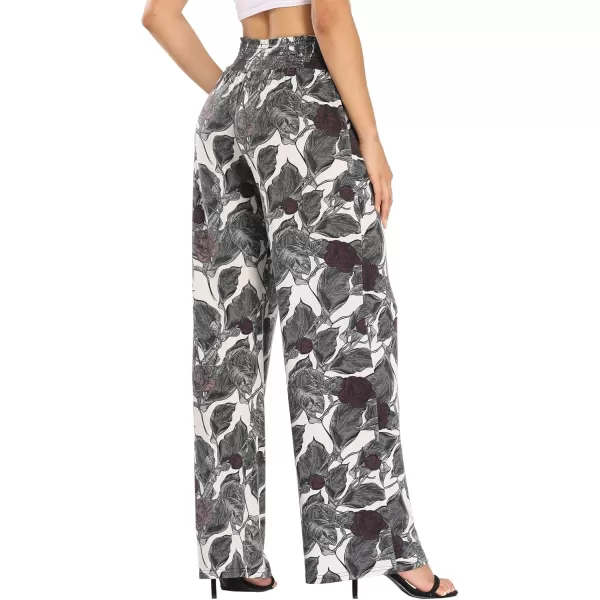 Urban CoCo Womens Boho Palazzo Pants Wide Leg Beach Pants High Waisted Lounge Pants with Pockets10