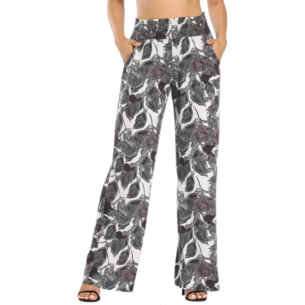 Urban CoCo Womens Boho Palazzo Pants Wide Leg Beach Pants High Waisted Lounge Pants with Pockets10