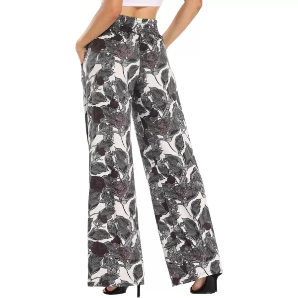 Urban CoCo Womens Boho Palazzo Pants Wide Leg Beach Pants High Waisted Lounge Pants with Pockets10