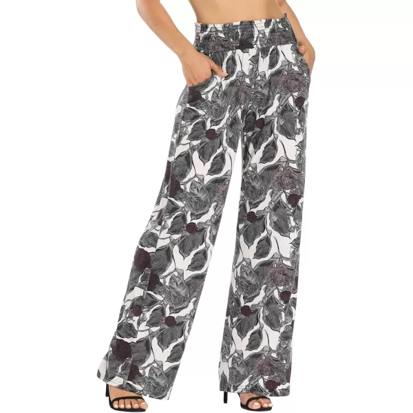 Urban CoCo Womens Boho Palazzo Pants Wide Leg Beach Pants High Waisted Lounge Pants with Pockets10