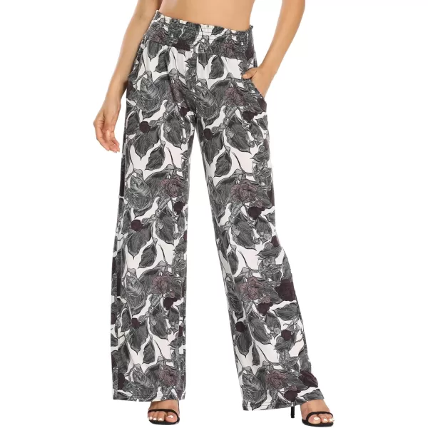 Urban CoCo Womens Boho Palazzo Pants Wide Leg Beach Pants High Waisted Lounge Pants with Pockets10