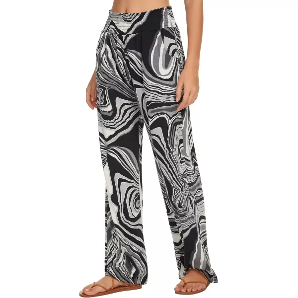 Urban CoCo Womens Boho Palazzo Pants Wide Leg Beach Pants High Waisted Lounge Pants with Pockets12