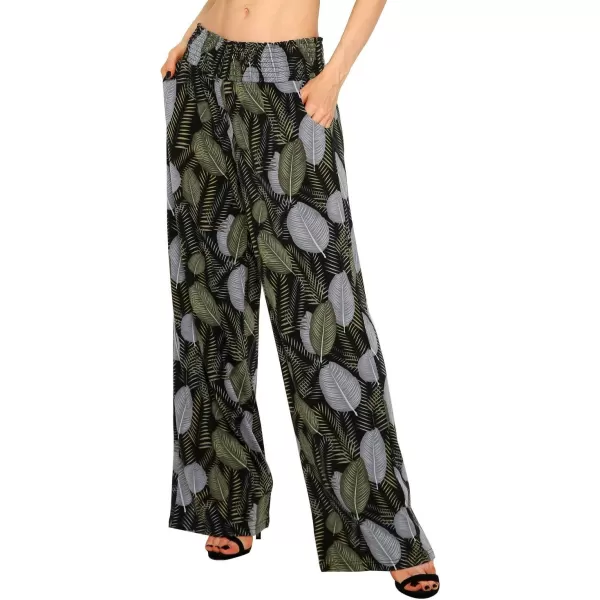 Urban CoCo Womens Boho Palazzo Pants Wide Leg Beach Pants High Waisted Lounge Pants with Pockets2