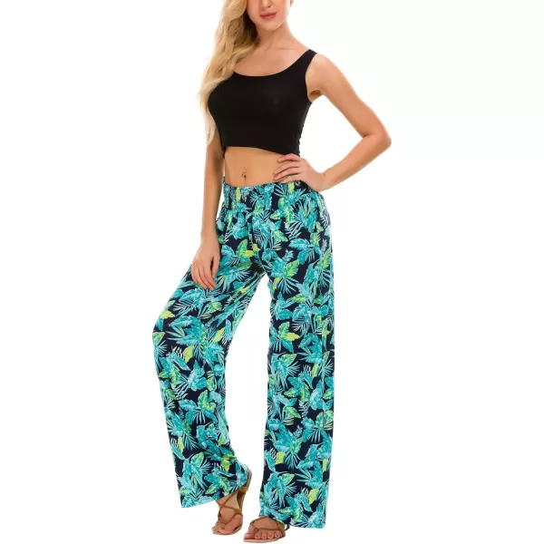 Urban CoCo Womens Boho Palazzo Pants Wide Leg Beach Pants High Waisted Lounge Pants with Pockets4
