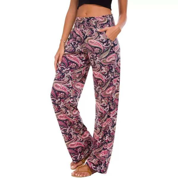 Urban CoCo Womens Boho Palazzo Pants Wide Leg Beach Pants High Waisted Lounge Pants with Pockets6