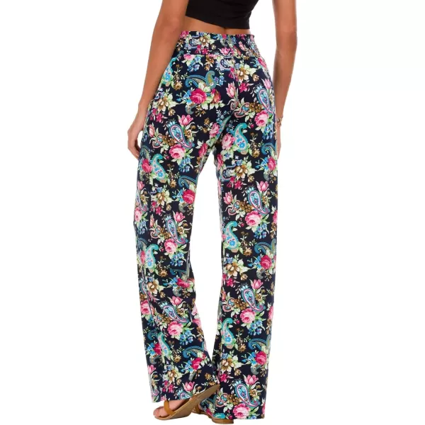Urban CoCo Womens Boho Palazzo Pants Wide Leg Beach Pants High Waisted Lounge Pants with Pockets7