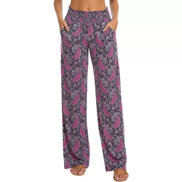 Urban CoCo Womens Boho Palazzo Pants Wide Leg Beach Pants High Waisted Lounge Pants with Pockets8