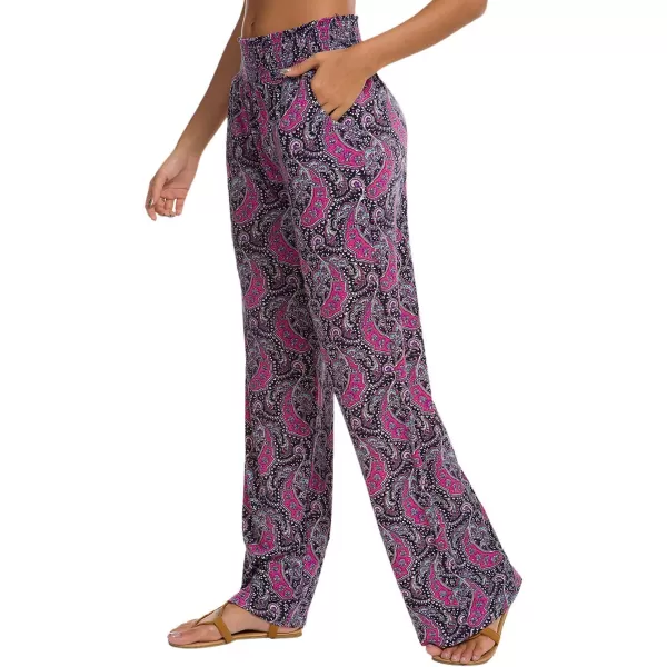 Urban CoCo Womens Boho Palazzo Pants Wide Leg Beach Pants High Waisted Lounge Pants with Pockets8