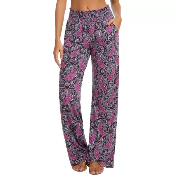 Urban CoCo Womens Boho Palazzo Pants Wide Leg Beach Pants High Waisted Lounge Pants with Pockets8
