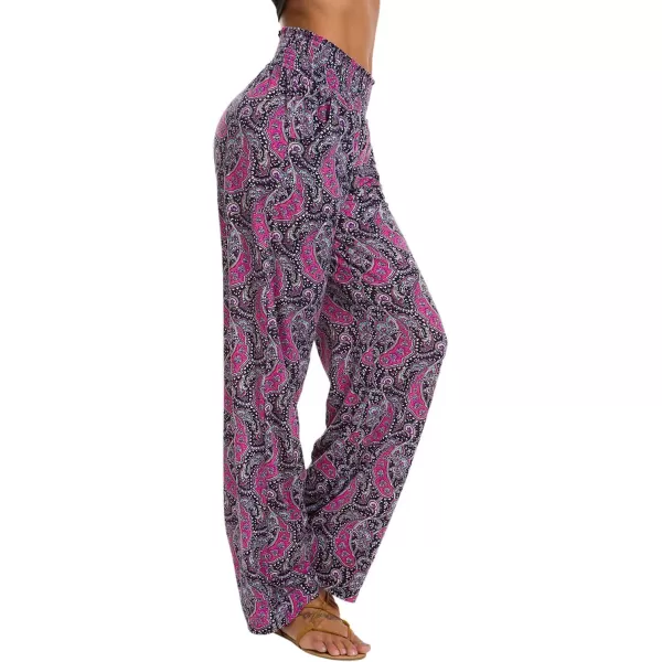 Urban CoCo Womens Boho Palazzo Pants Wide Leg Beach Pants High Waisted Lounge Pants with Pockets8