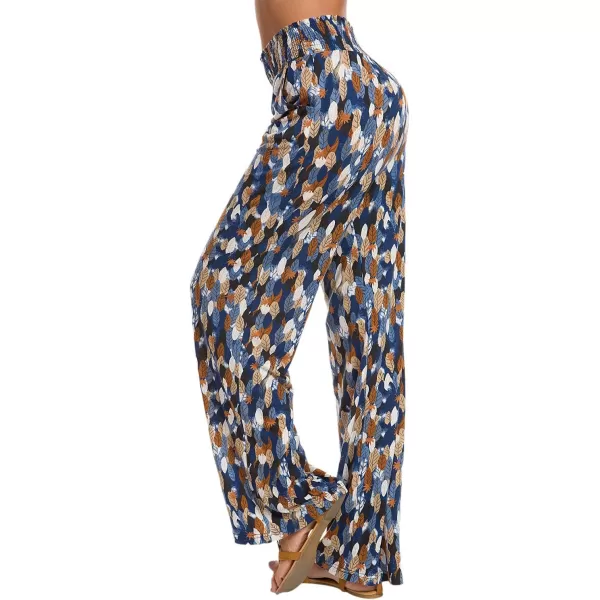 Urban CoCo Womens Boho Palazzo Pants Wide Leg Beach Pants High Waisted Lounge Pants with PocketsMulticolorAssorted
