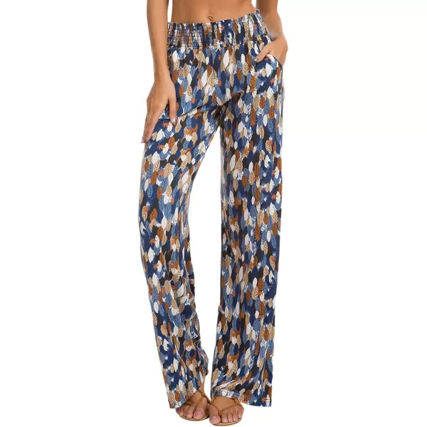 Urban CoCo Womens Boho Palazzo Pants Wide Leg Beach Pants High Waisted Lounge Pants with PocketsMulticolorAssorted