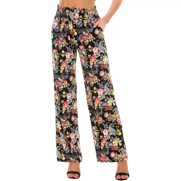 Urban CoCo Womens Boho Palazzo Pants Wide Leg Beach Pants High Waisted Lounge Pants with PocketsP5