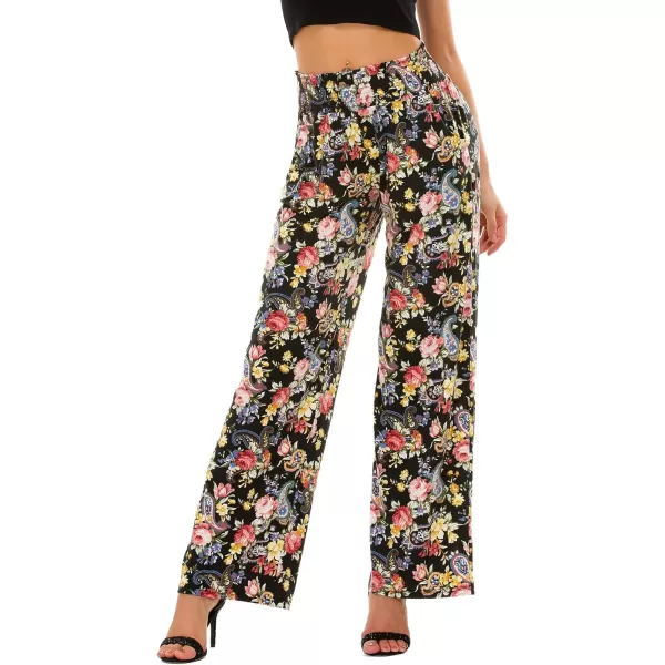 Urban CoCo Womens Boho Palazzo Pants Wide Leg Beach Pants High Waisted Lounge Pants with PocketsP5
